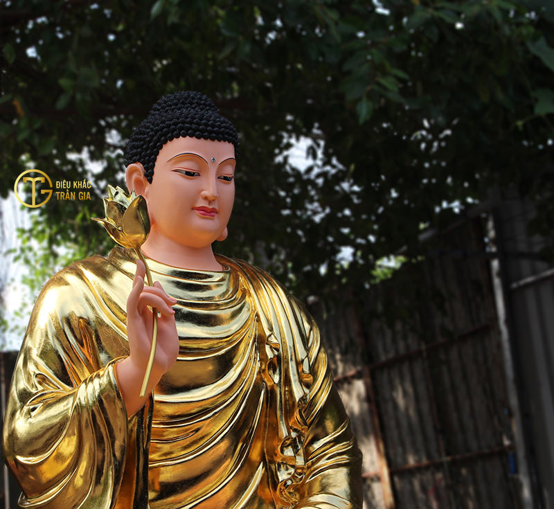 tuong phat bon su thich ca mau ni niem hoa vi tieu bang nhua composite dat vang