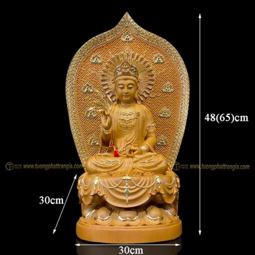 tuong phat me quan am ngoi dai sen bang go 2