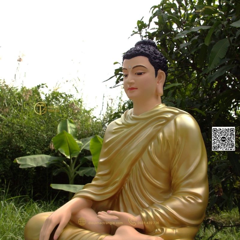 Hình ảnh mẫu Tượng Bổn Sư ấn địa xúc 80cm xanh