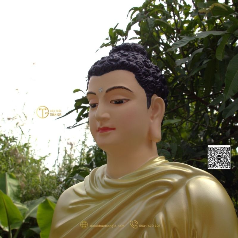 Hình ảnh mẫu Tượng Bổn Sư ấn địa xúc 80cm xanh
