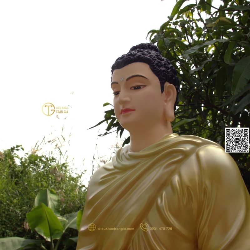 Hình ảnh mẫu Tượng Bổn Sư ấn địa xúc 80cm xanh