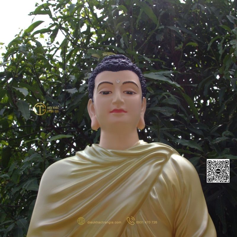 Hình ảnh mẫu Tượng Bổn Sư ấn địa xúc 80cm xanh