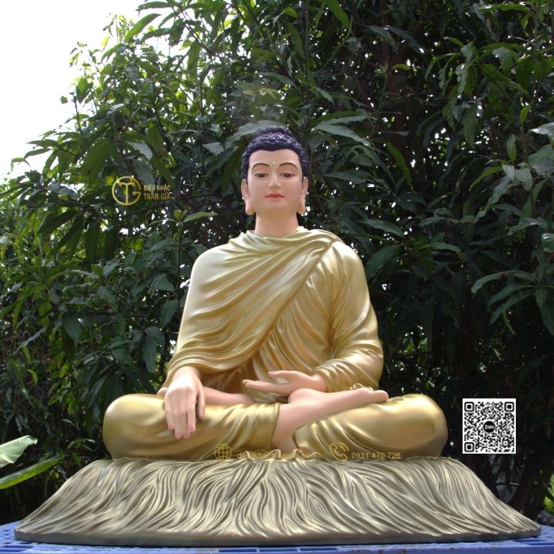 Hình ảnh mẫu Tượng Bổn Sư ấn địa xúc 80cm xanh
