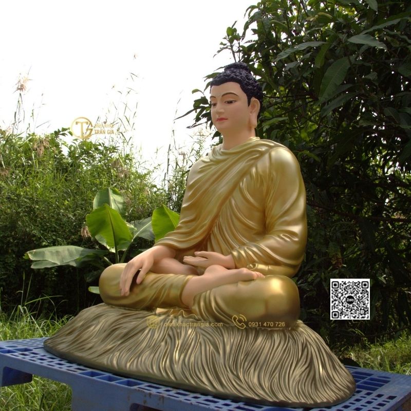 Hình ảnh mẫu Tượng Bổn Sư ấn địa xúc 80cm xanh