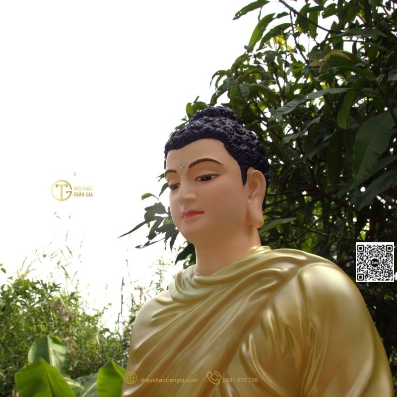 Hình ảnh mẫu Tượng Bổn Sư ấn địa xúc 80cm xanh