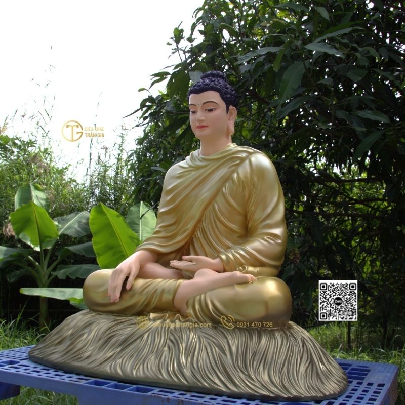 Hình ảnh mẫu Tượng Bổn Sư ấn địa xúc 80cm xanh