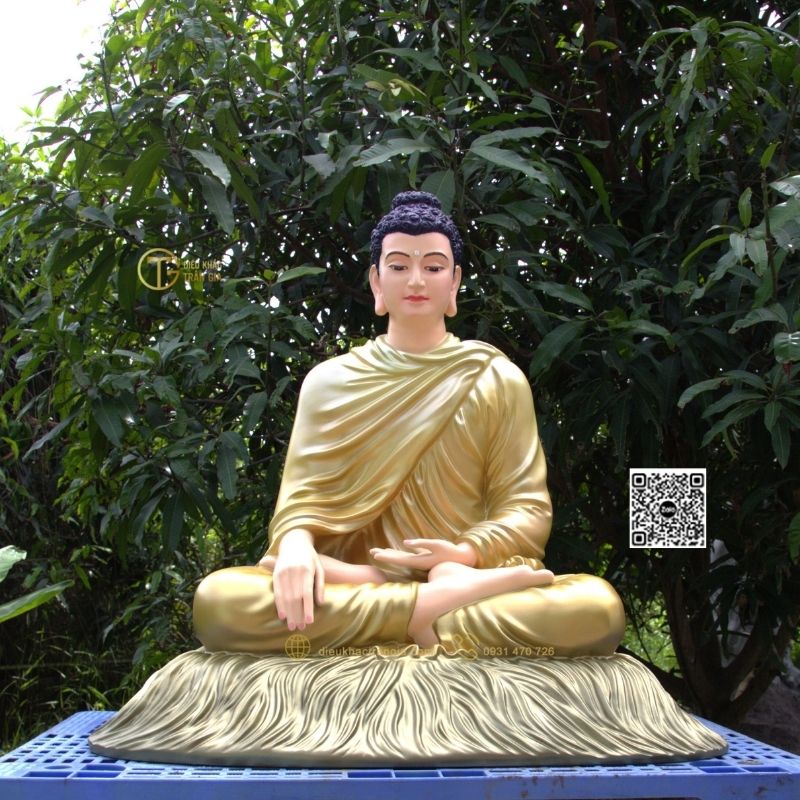 Hình ảnh mẫu Tượng Bổn Sư ấn địa xúc 80cm xanh