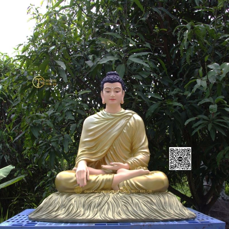 Hình ảnh mẫu Tượng Bổn Sư ấn địa xúc 80cm xanh