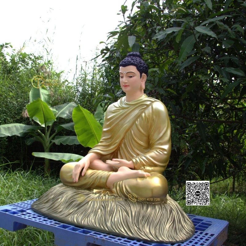 Hình ảnh mẫu Tượng Bổn Sư ấn địa xúc 80cm xanh