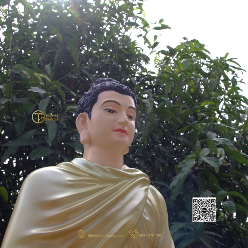 Hình ảnh mẫu Tượng Bổn Sư ấn địa xúc 80cm xanh