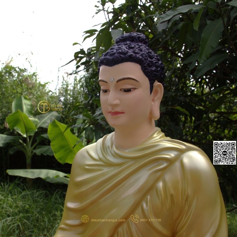 Hình ảnh mẫu Tượng Bổn Sư ấn địa xúc 80cm xanh
