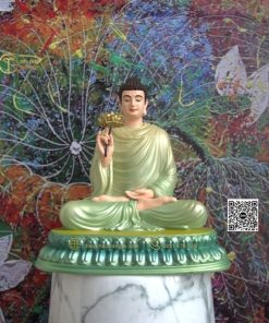 Tượng Bổn Sư niêm hoa vi tiếu 20cm xanh