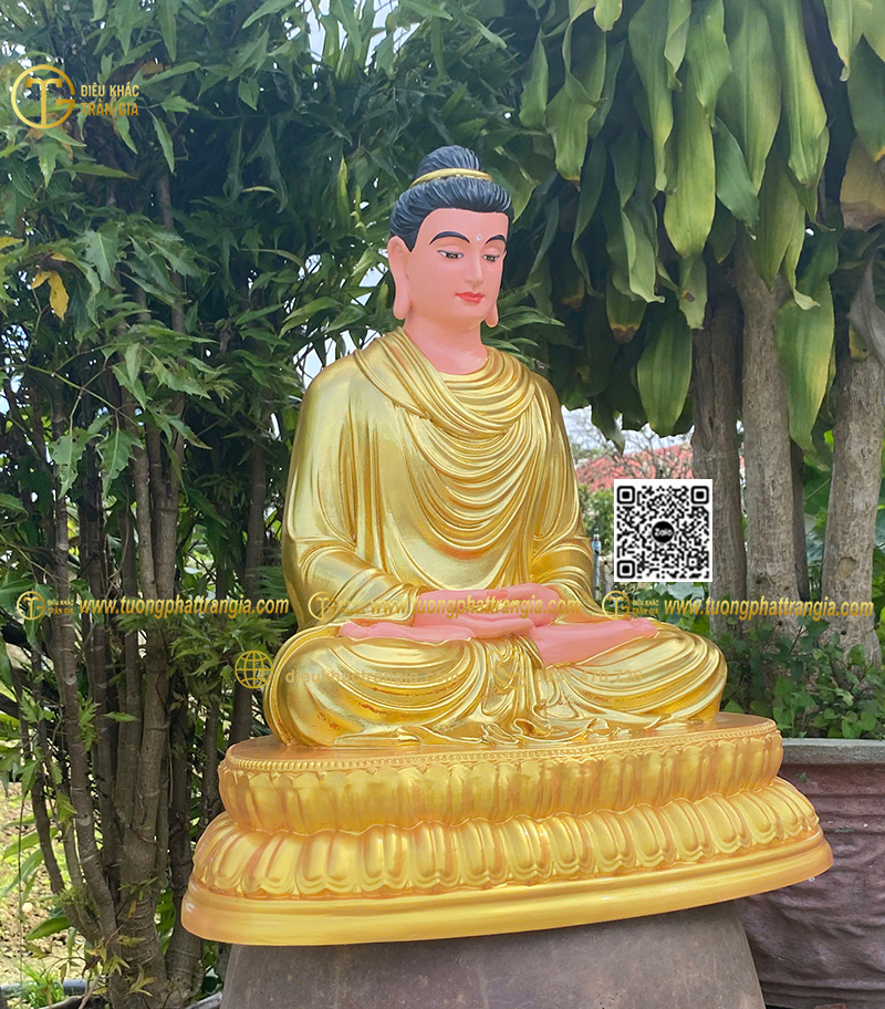 Hình ảnh mẫu Tượng Bổn Sư thiền 60cm dát vàng