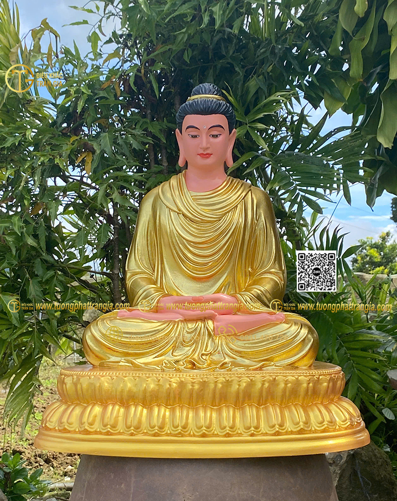 Hình ảnh mẫu Tượng Bổn Sư thiền 60cm dát vàng
