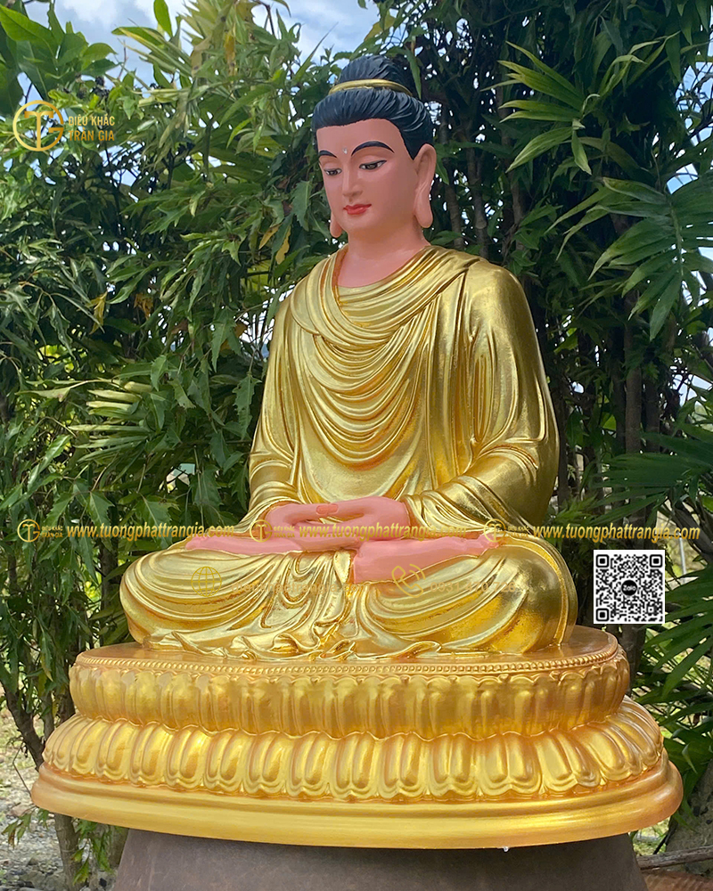 Hình ảnh mẫu Tượng Bổn Sư thiền 60cm dát vàng