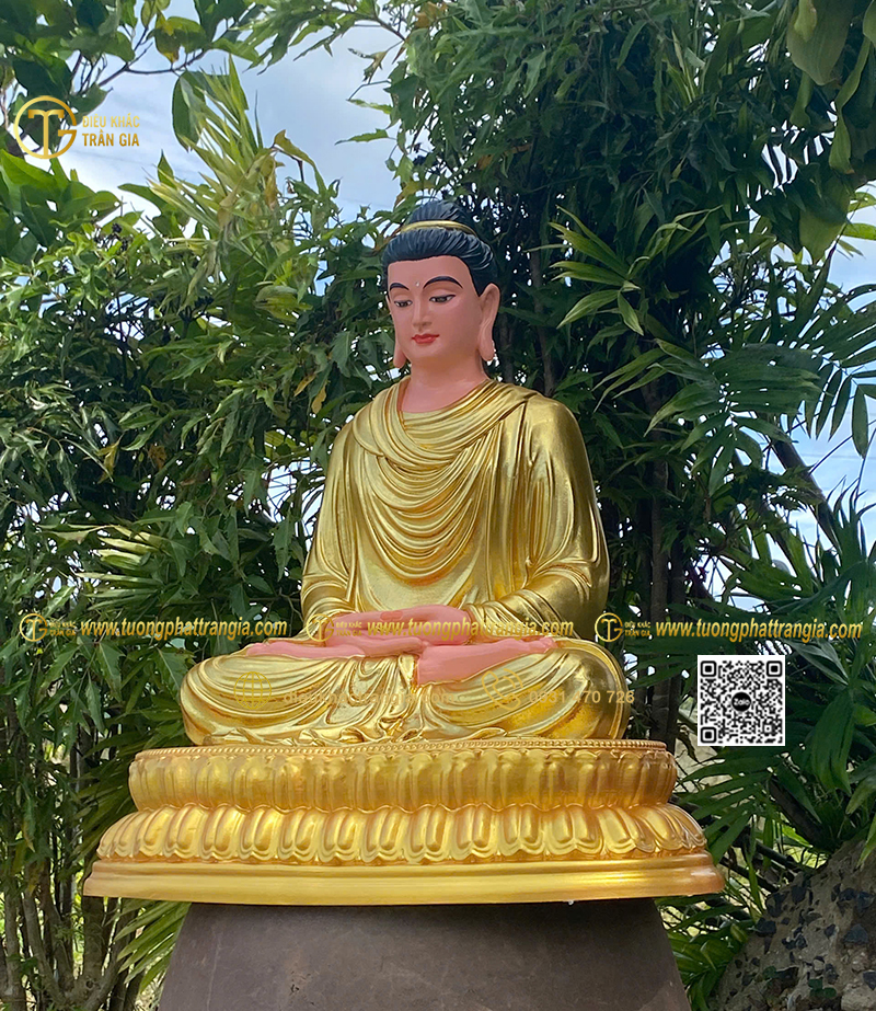 Hình ảnh mẫu Tượng Bổn Sư thiền 60cm dát vàng