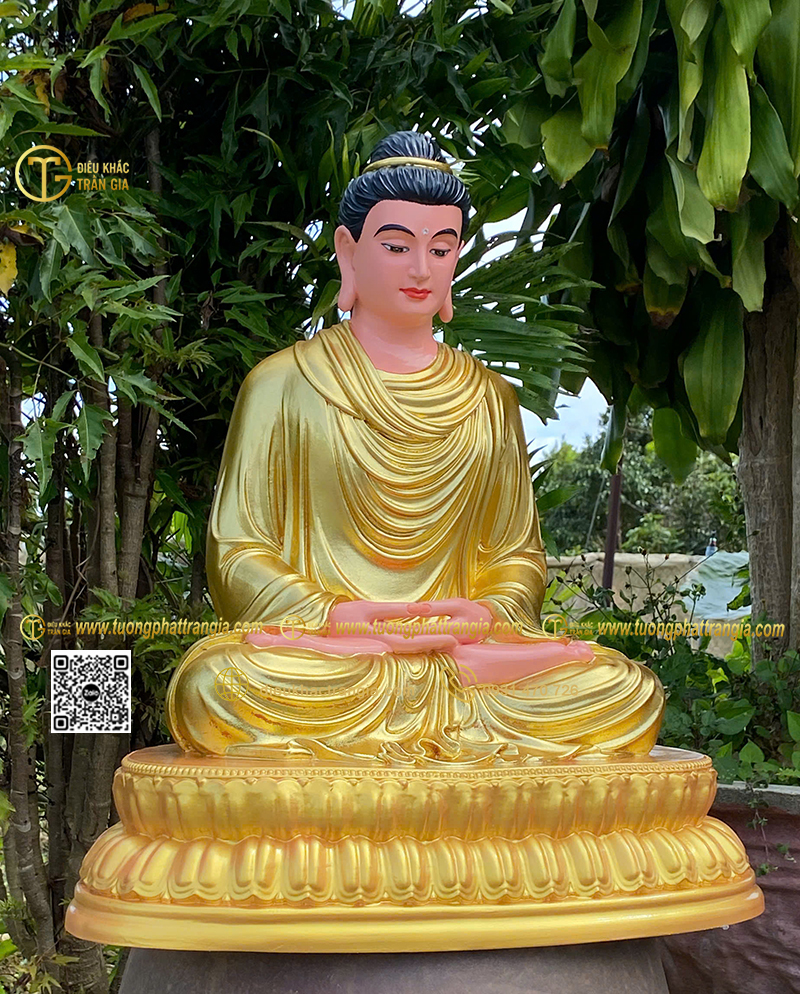 Hình ảnh mẫu Tượng Bổn Sư thiền 60cm dát vàng