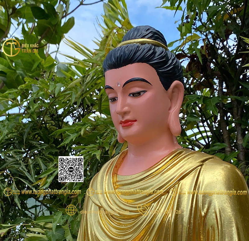Hình ảnh mẫu Tượng Bổn Sư thiền 60cm dát vàng