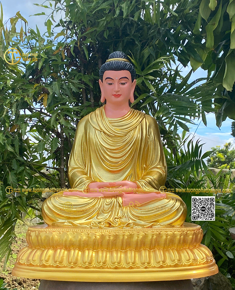 Hình ảnh mẫu Tượng Bổn Sư thiền 60cm dát vàng