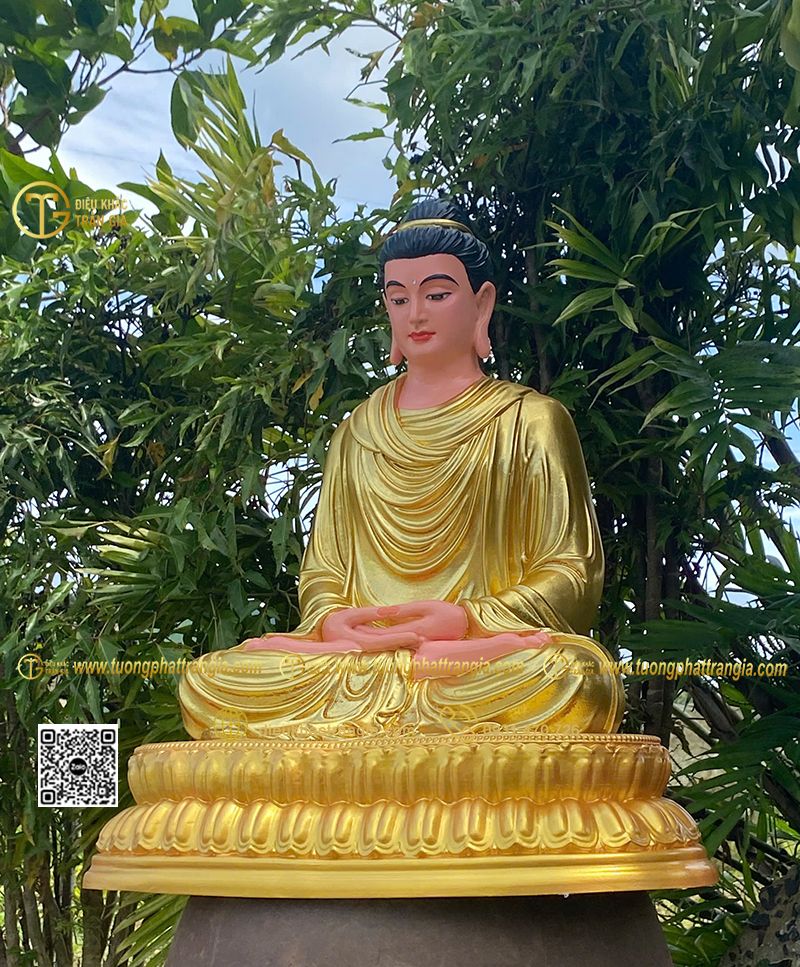 Hình ảnh mẫu Tượng Bổn Sư thiền 60cm dát vàng