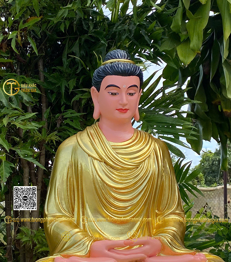 Hình ảnh mẫu Tượng Bổn Sư thiền 60cm dát vàng
