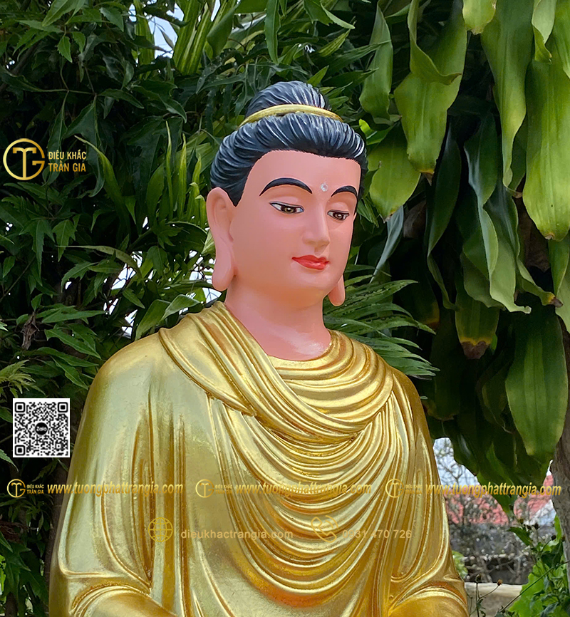 Hình ảnh mẫu Tượng Bổn Sư thiền 60cm dát vàng