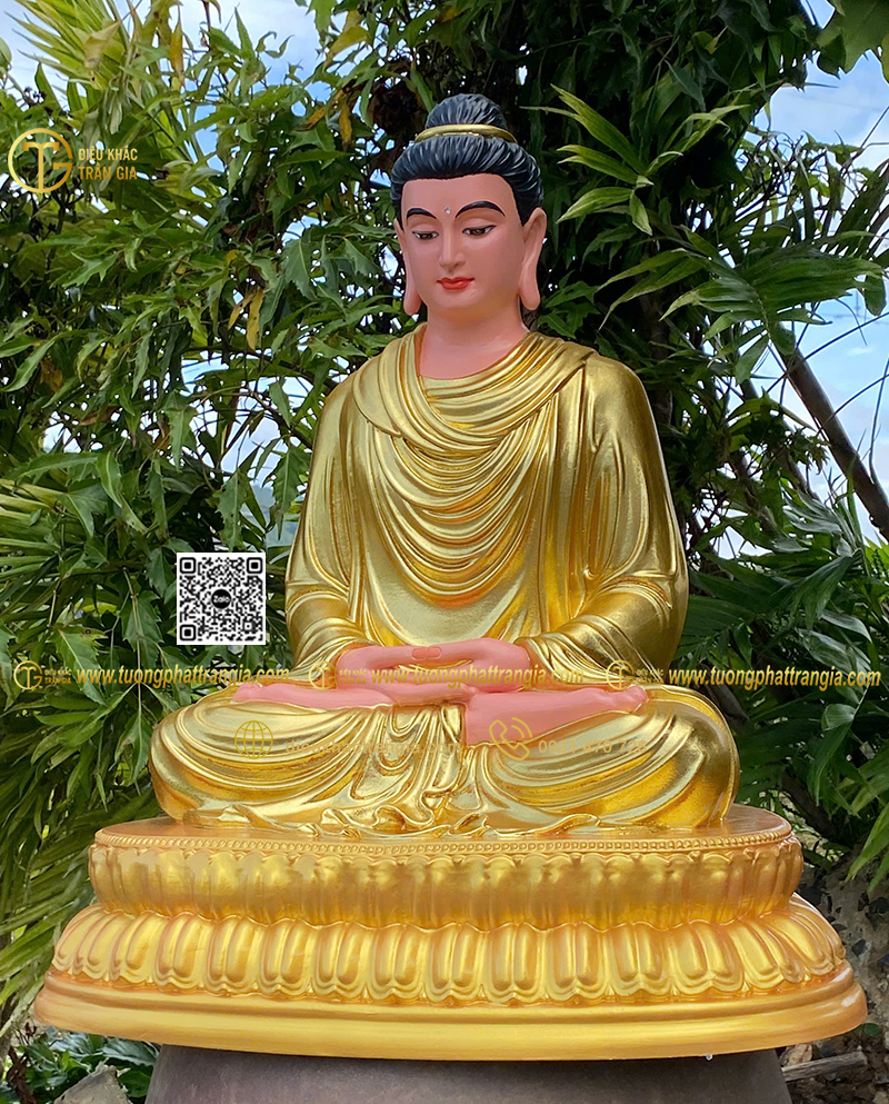 Hình ảnh mẫu Tượng Bổn Sư thiền 60cm dát vàng