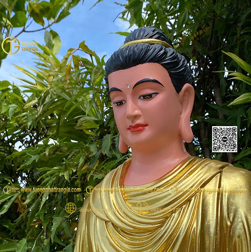 Hình ảnh mẫu Tượng Bổn Sư thiền 60cm dát vàng