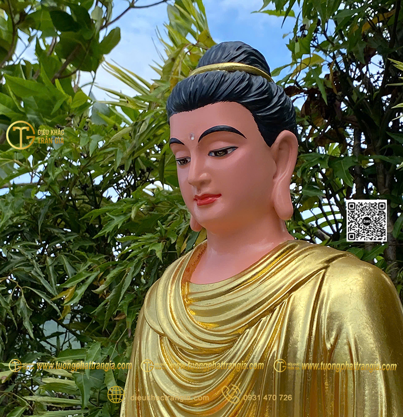 Hình ảnh mẫu Tượng Bổn Sư thiền 60cm dát vàng