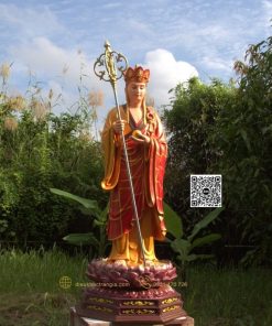 Tượng Địa Tạng đứng đài sen nhựa composite 180cm