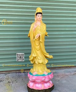 Tượng Phật Quan Âm đứng đài sen 100cm