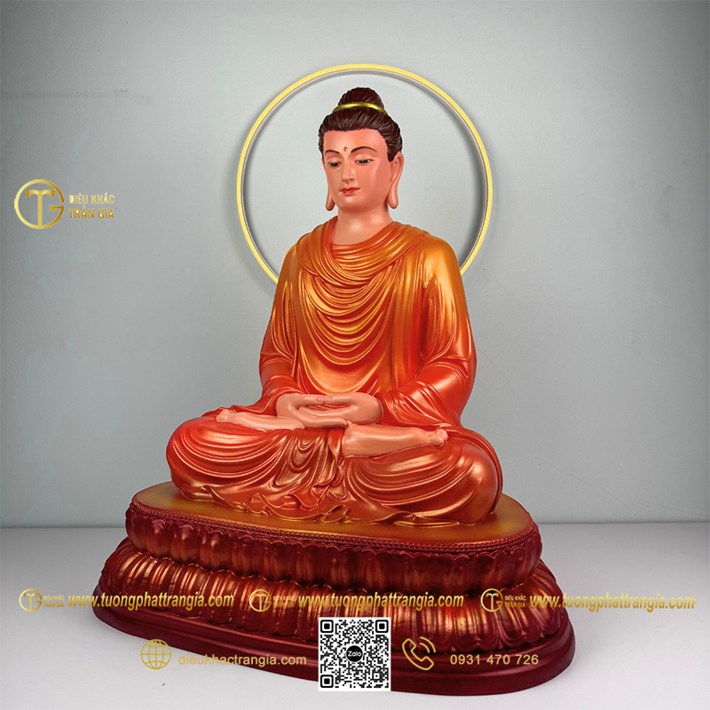 Hình ảnh mẫu Tượng Phật Thích Ca thiền 60cm áo đỏ