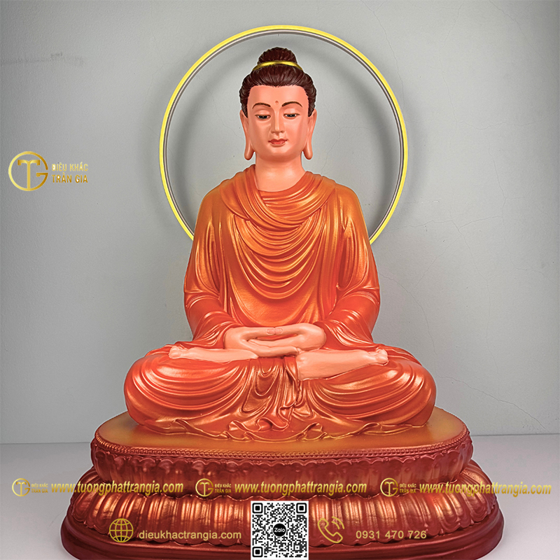 Hình ảnh mẫu Tượng Phật Thích Ca thiền 60cm áo đỏ