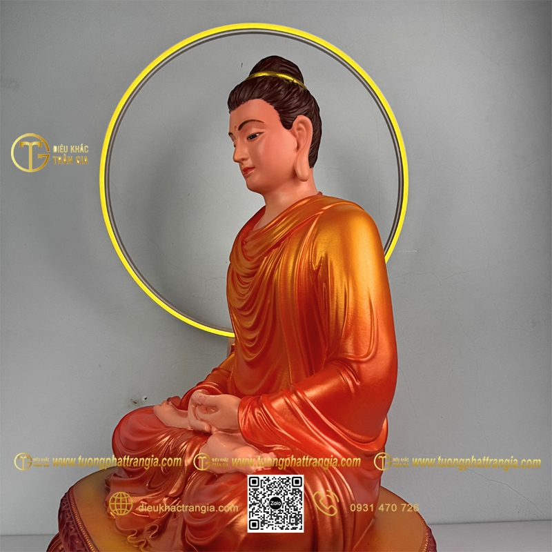 Hình ảnh mẫu Tượng Phật Thích Ca thiền 60cm áo đỏ