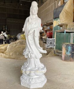 Tượng Quan Âm Bồ Tát đứng đài sen 100cm