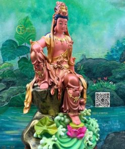 Tượng Quan Âm tự tại nhựa composite 75cm