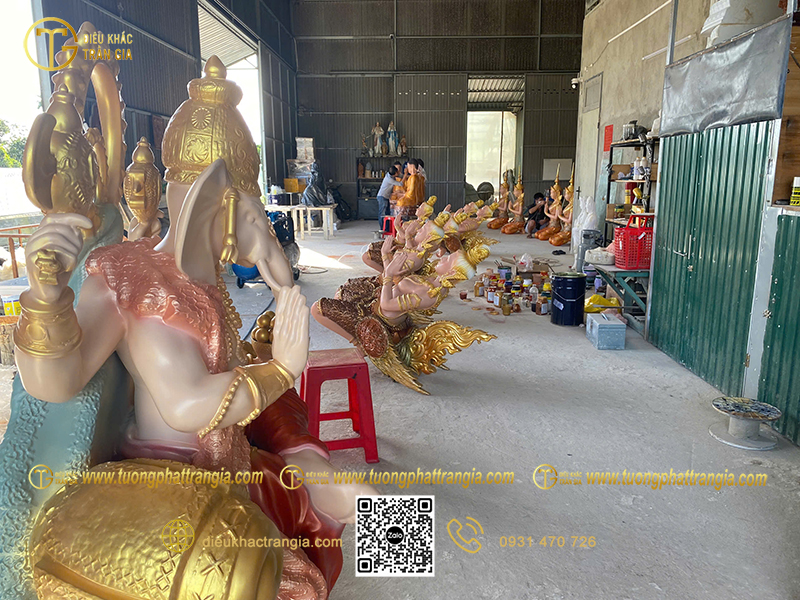 Hình ảnh mẫu Tượng Thần Voi Thái Lan Ganesha ngồi 150cm