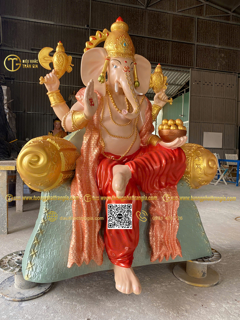 Hình ảnh mẫu Tượng Thần Voi Thái Lan Ganesha ngồi 150cm