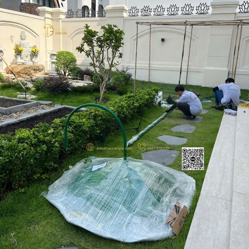 Thông tin chi tiết sản phẩm Lá sen nhựa composite che tượng Phật ngoài trời 140cm