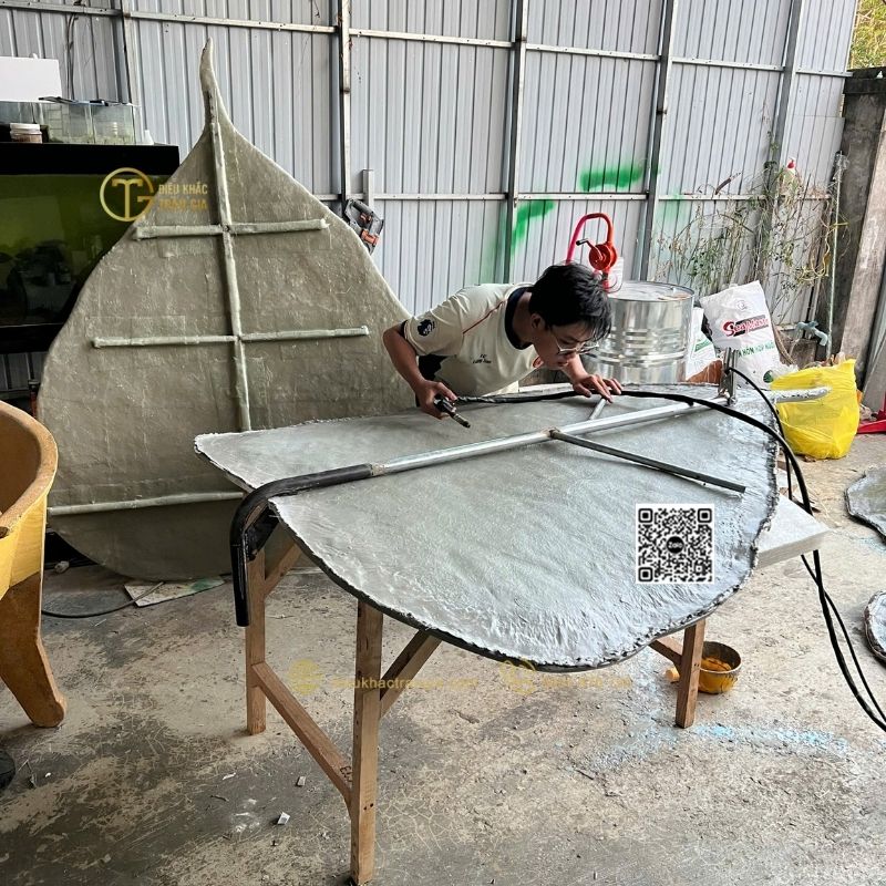 Lá Bồ đề nhựa composite che tượng Phật 200cm