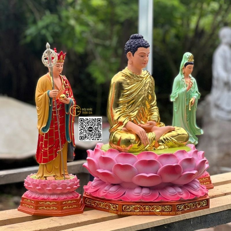 Tượng Ta Bà Tam Thánh Nhựa Composite 50cm