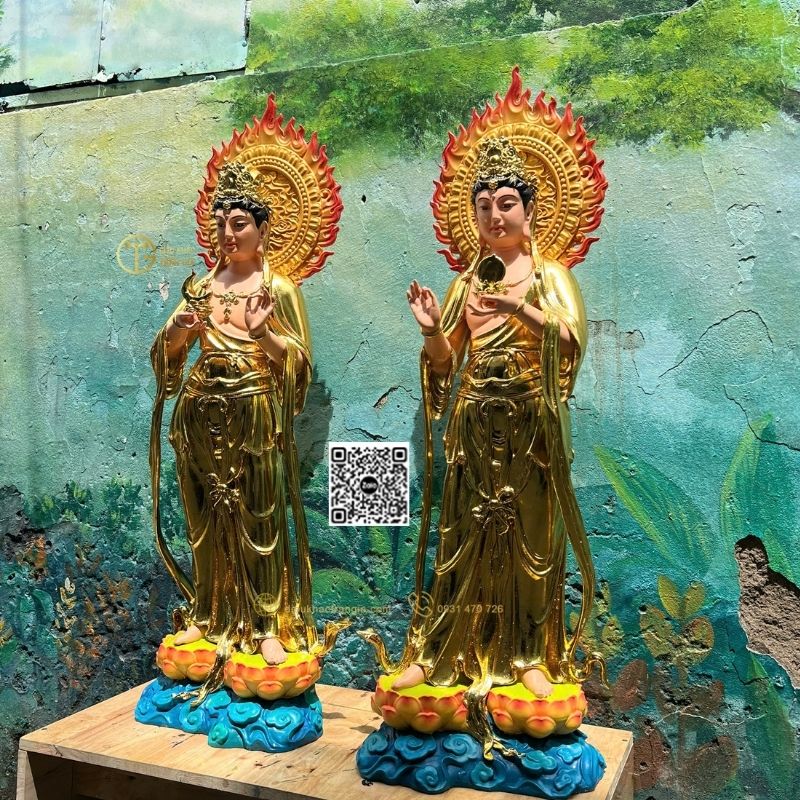 Tượng Nhật Nguyệt Quang Bồ Tát 101cm