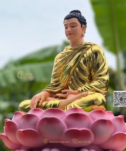 Tượng Phật Bổn Sư Ấn Địa Xúc Ngồi Đài Sen 50cm