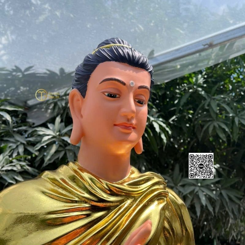 Tượng Phật Bổn Sư Chuyển Pháp Luân Dát Vàng 110cm
