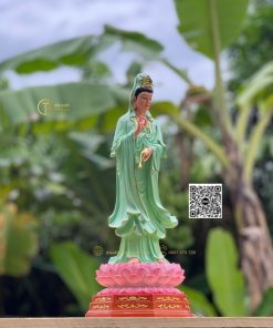 Tượng Phật Quan Âm Đứng Đài Sen 45cm