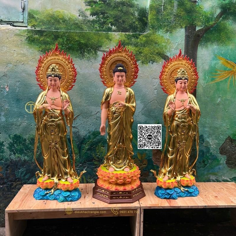 Bộ Tượng Đông Phương Tam Thánh 101cm