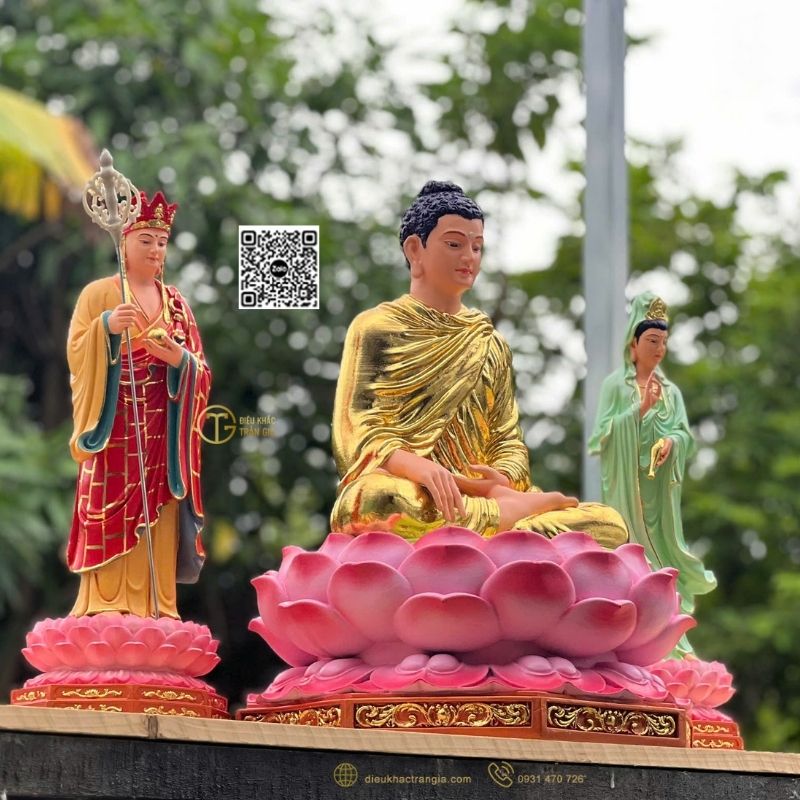 Tượng Ta Bà Tam Thánh Nhựa Composite 50cm