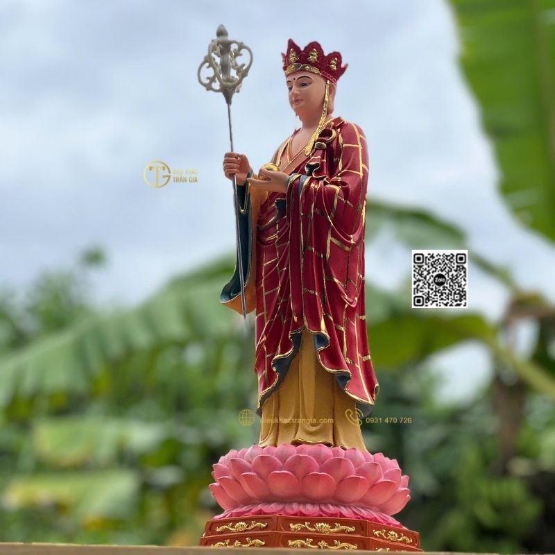 Tượng Địa Tạng Đứng Đài Sen 45cm