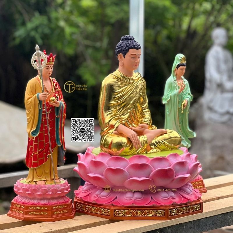 Tượng Ta Bà Tam Thánh Nhựa Composite 50cm