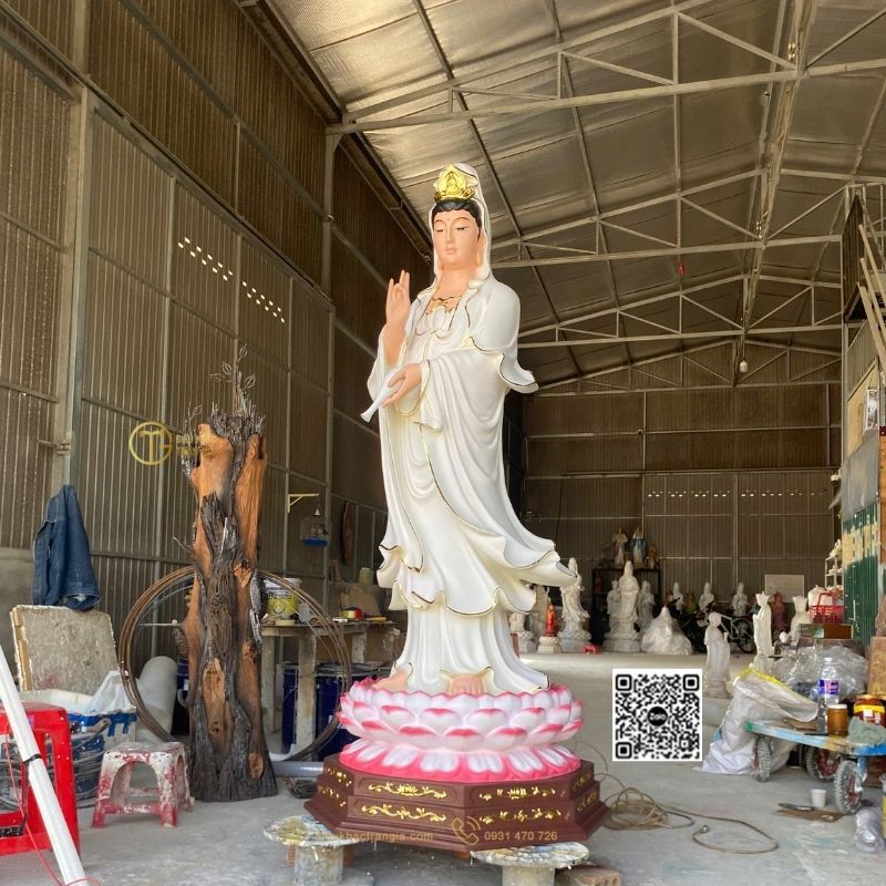 che-tac-tuong-me-quan-am-dung-dai-sen-200cm Tượng Mẹ Quan Âm Đứng Đài Sen 200cm